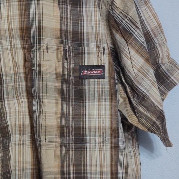 Dickies Brown and Yellow Sz 2XL Casual Button Down Shirt - Picture 3 of 5
